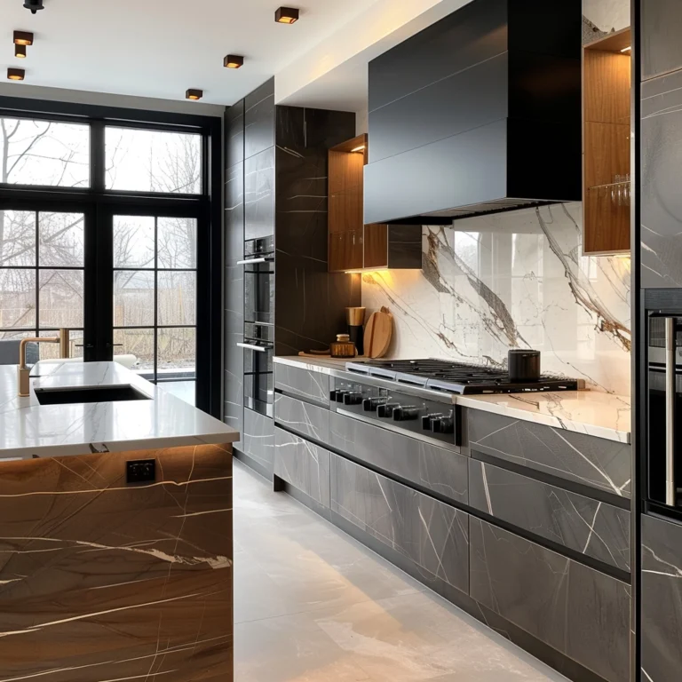 Luxurious Dark Marble Kitchen