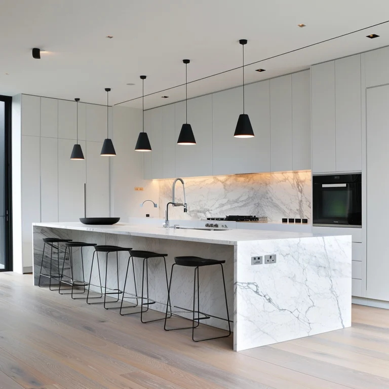 White & Black Marble Kitchen