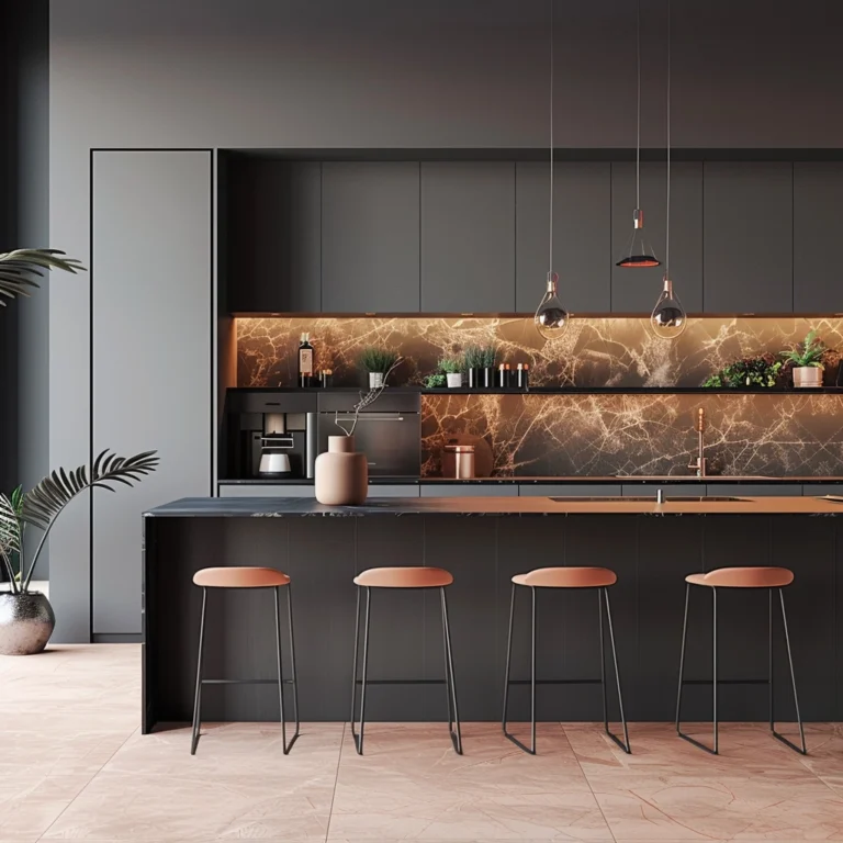 Warm Matte Black Kitchen