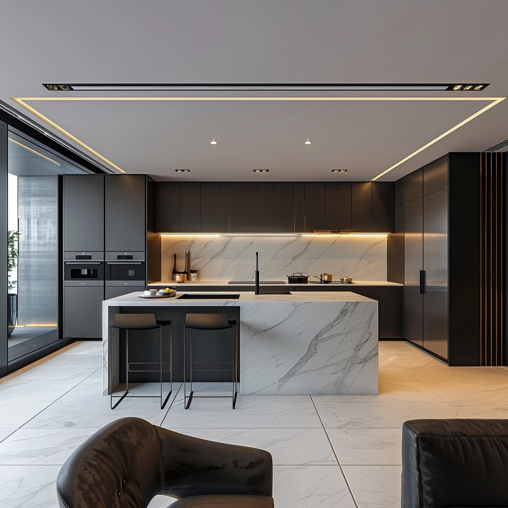 Minimalist Dark & White Kitchen