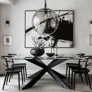 Artistic Black and White Dining Room