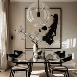Artistic Monochrome Dining Room