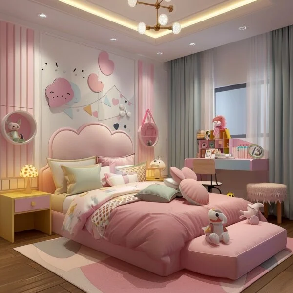 Cheerful Pink Paradise Bedroom