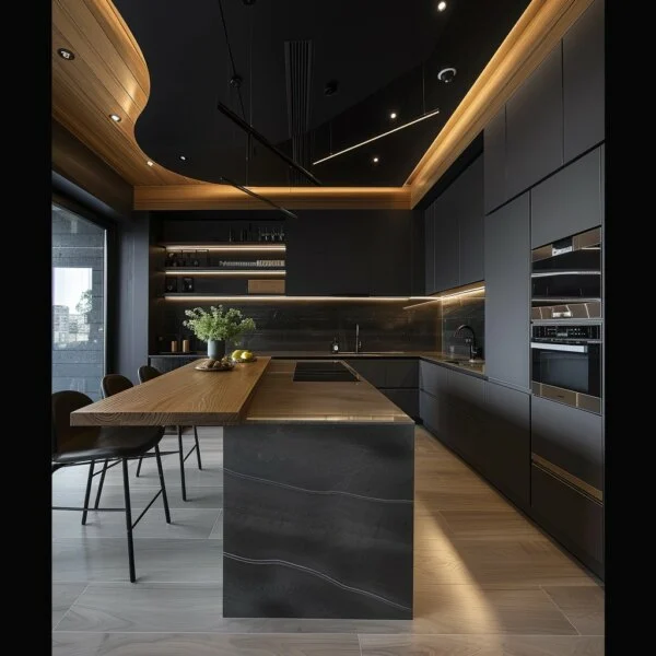 Contemporary Kitchen with Dark Accents