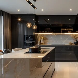 Luxe Black and Gold Kitchen