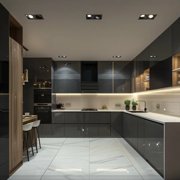 Modern Kitchen with Marble Highlights