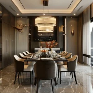 Opulent Chandelier Dining Ambiance