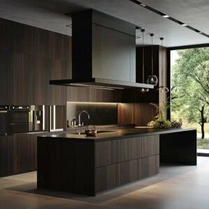 Modern Dark Wood Kitchen