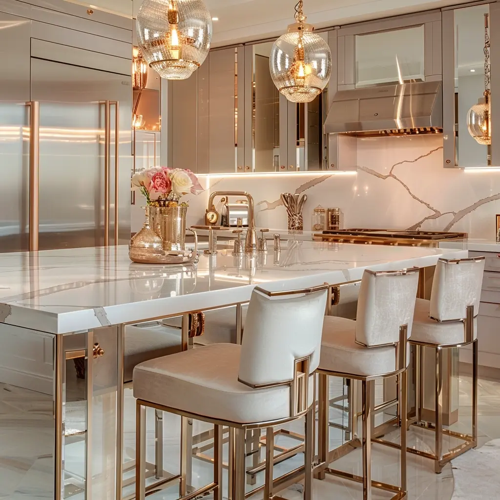 Opulent Gold-Accented Kitchen