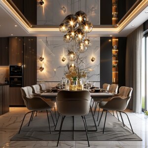 Electrifying Globe Chandelier Dining Room